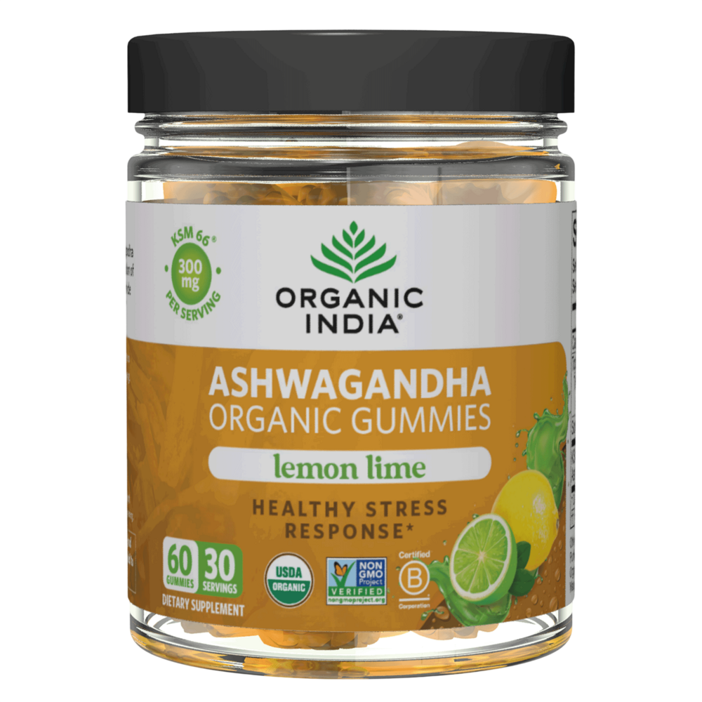 Organic Ashwagandha Gummies, Lemon Lime, 60 gummies , Ayurveda Brand_Organic India Form_Gummies
