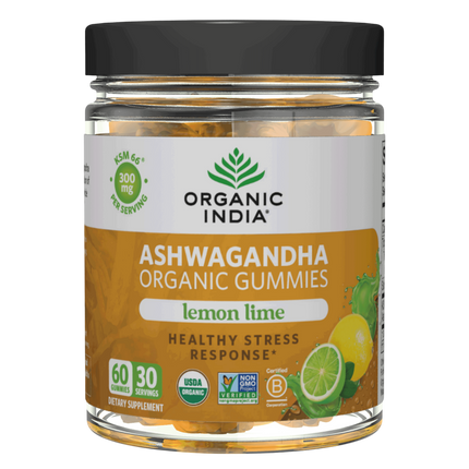 Organic Ashwagandha Gummies, Lemon Lime, 60 gummies , Ayurveda Brand_Organic India Form_Gummies