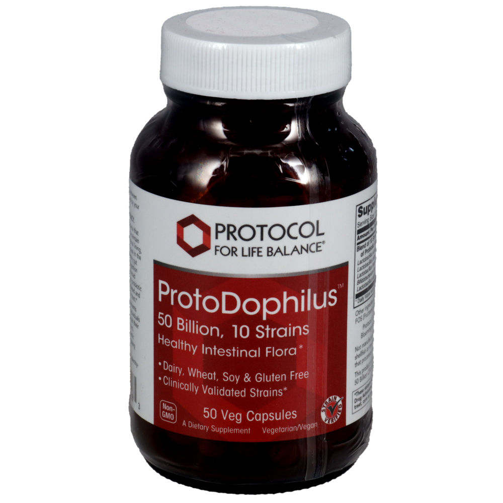 ProtoDophilus 50 billion, 10 Strains, 50 Capsules , Brand_Protocol for Life Balance capsules Form_Capsules Requires Consultation Size_50 Capsules