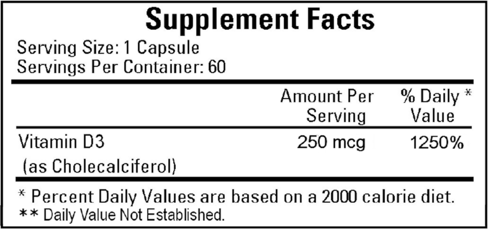 Vitamin D3 10,000iu, 60 Capsules