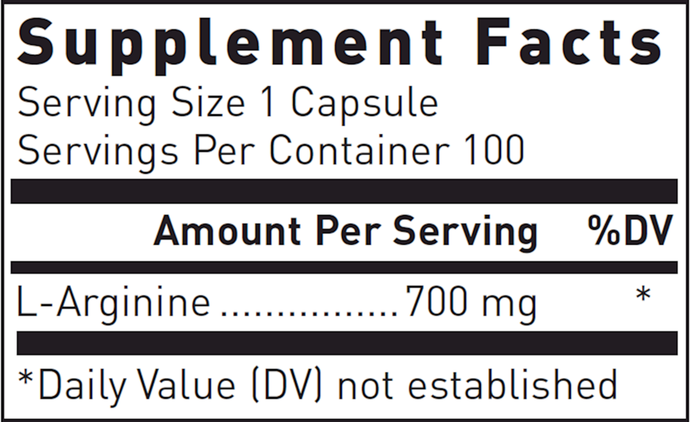L-Arginine 700mg, 100 Capsules