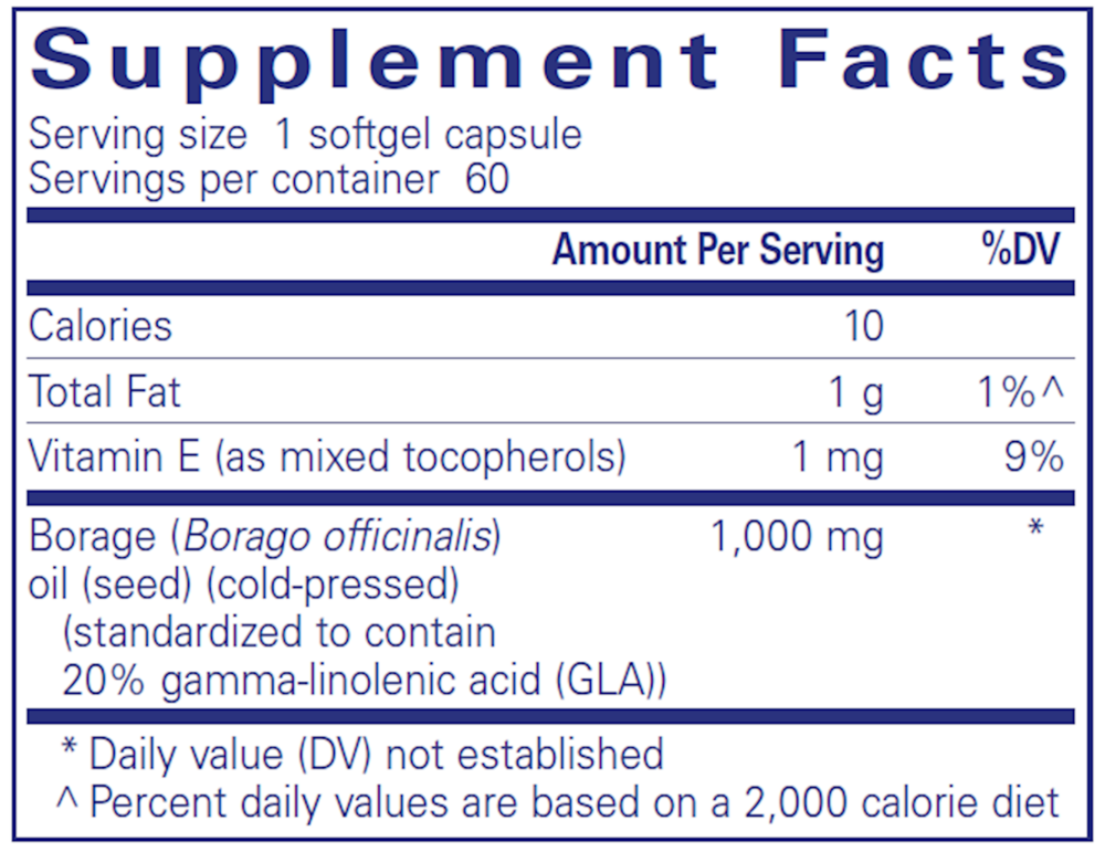Borage Oil, 1000 mg, 60 Softgel Capsules , Brand_Pure Encapsulations softgels