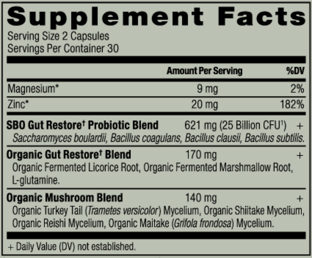 Ancient Nutrition SBO Probiotic Gut Restore - supplement facts