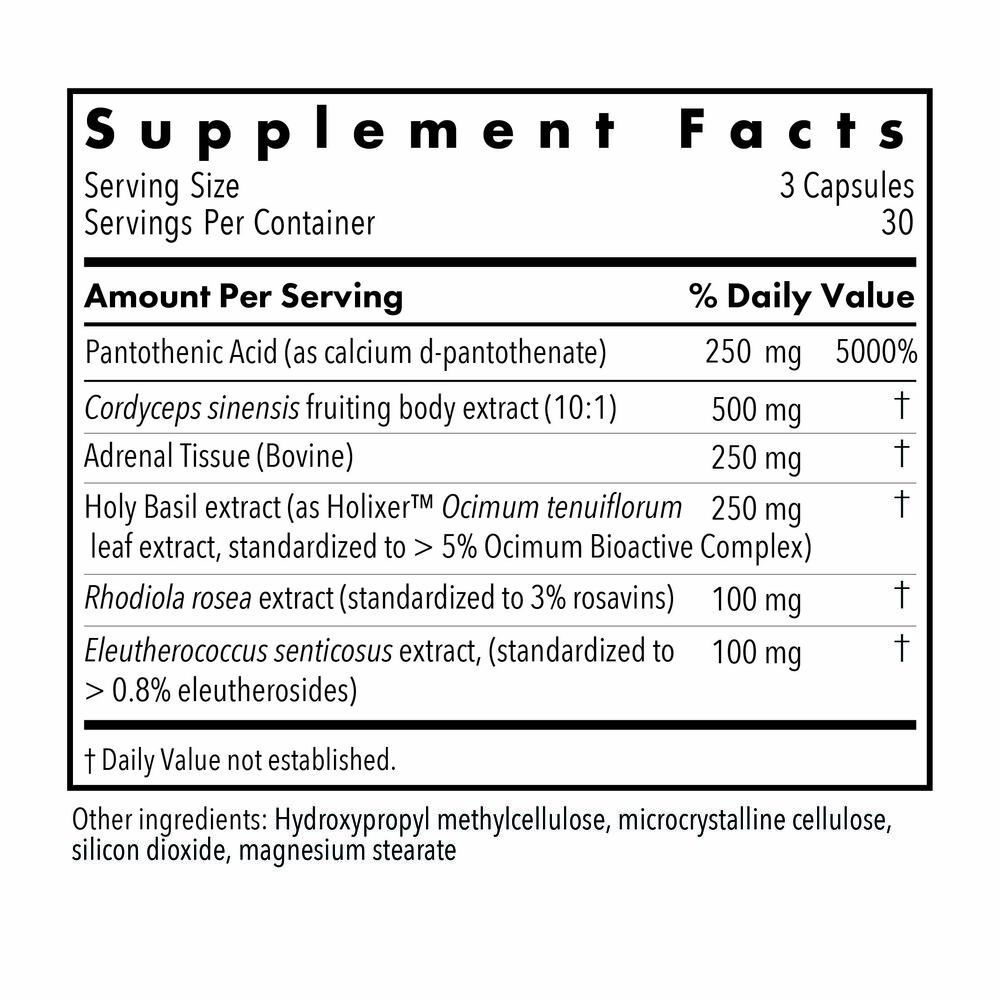 Allergy Research Group Adrenal Glandular Adapt - supplement facts label