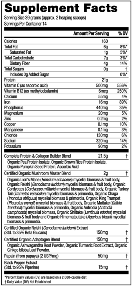Mushroom Master Blend Chocolate Protein, 546 Grams , Form_Powder