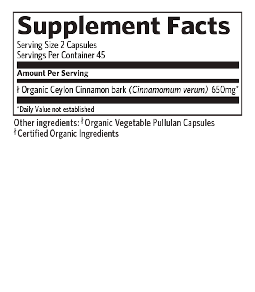 Ceylon Cinnamon, 90 capsules , Ayurveda Brand_Organic India Form_Capsules