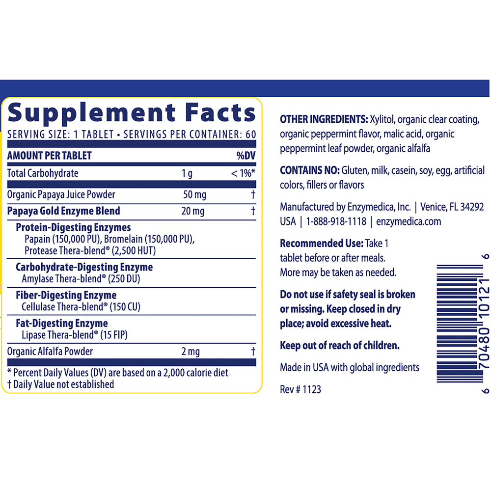 Papaya Gold Advanced Natural Enzyme Formula, 60 Tablets