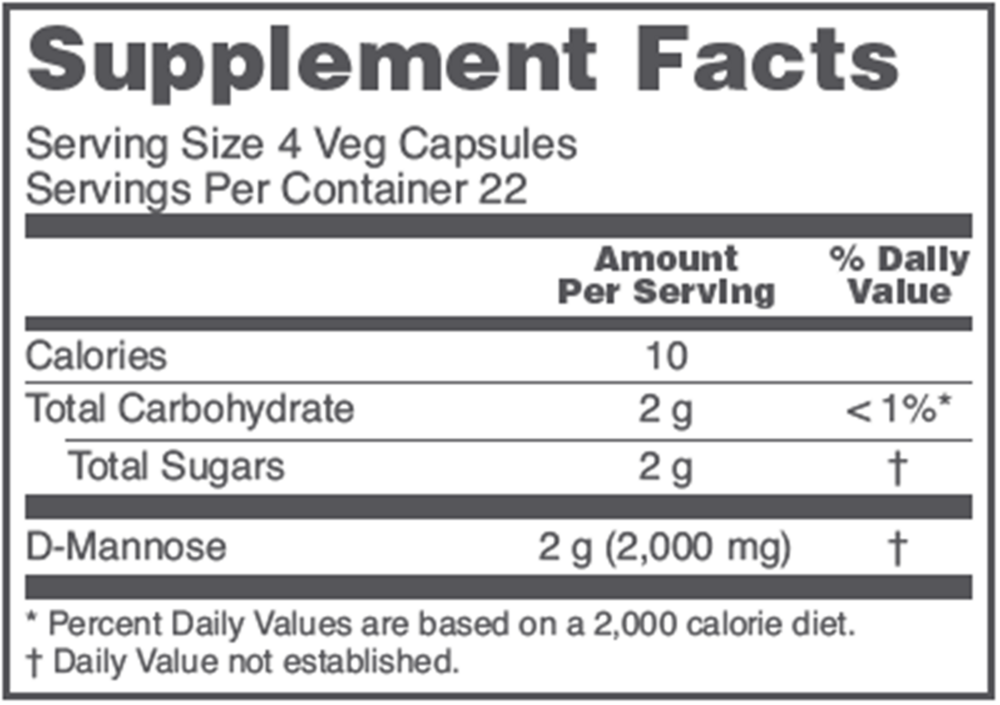 D-Mannose Powder, 500 mg, 90 Vegetarian Capsules , Brand_Protocol for Life Balance capsules Form_Capsules Form_Vegetarian Capsules Potency_500 mg Requires Consultation Size_90 Caps Size_90 Capsules