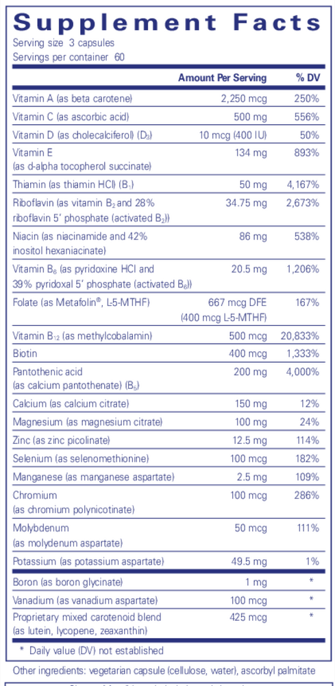 Nutrient 950® without copper, iron and Iodine, 180 Capsules , Brand_Pure Encapsulations caps Form_Capsules Requires Consultation Size_180 Capsules