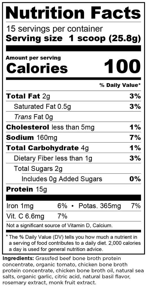 Ancient Nutrition Bone Broth Protein Tomato Basil - supplement facts