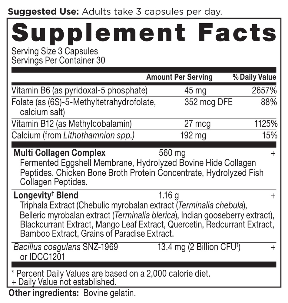 Ancient Nutrition Multi Collagen Advanced - Longevity - supplement facts