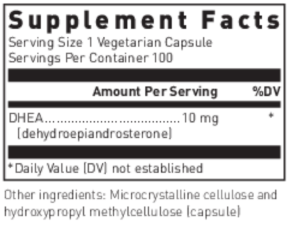 DHEA 10mg (Micronized), 100 Capsules