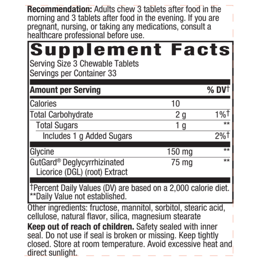 DGL, Licorice Flavor, 100 Chewable Tablets , Brand_Nature's Way Flavor_Licorice Form_Chewable Tablets Size_100 Chewables tabs