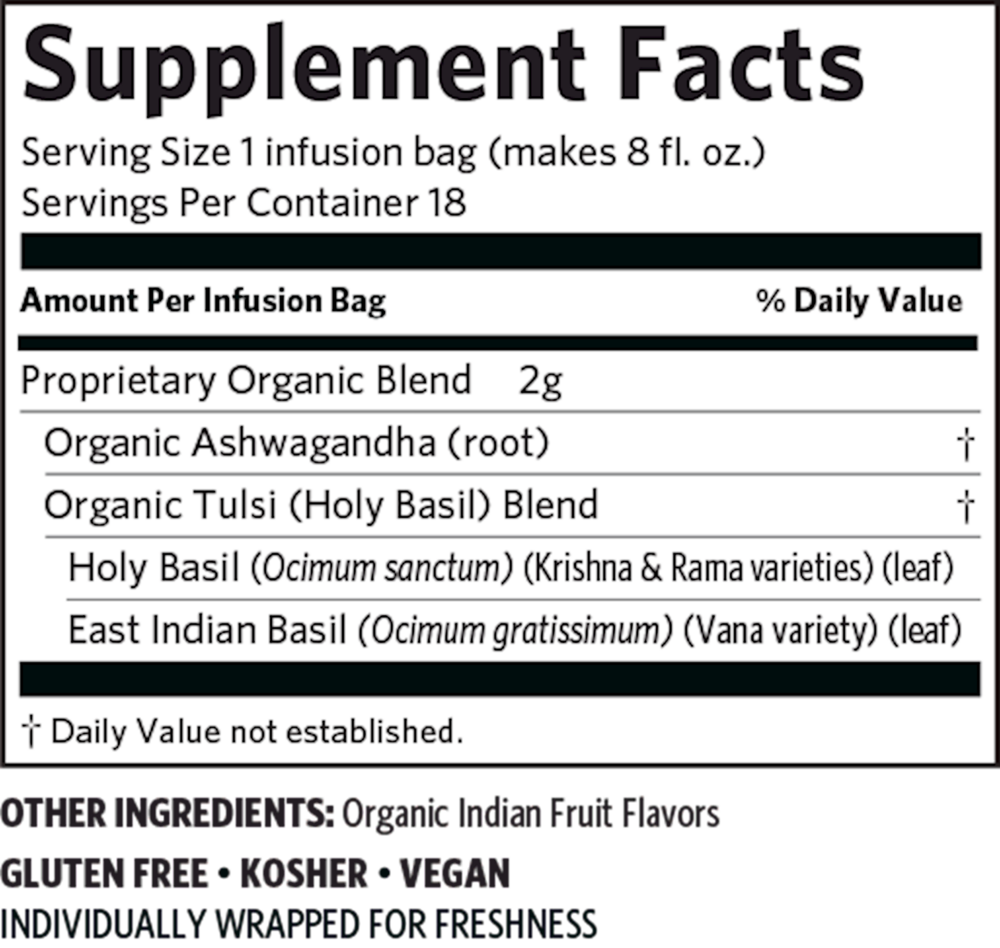 Thrive with Tulsi, Ashwagandha and Green Tea, 1.27 Oz (36 g) 18 Tea Bags , Ayurveda Brand_Organic India Form_Tea Bags Size_18 Count