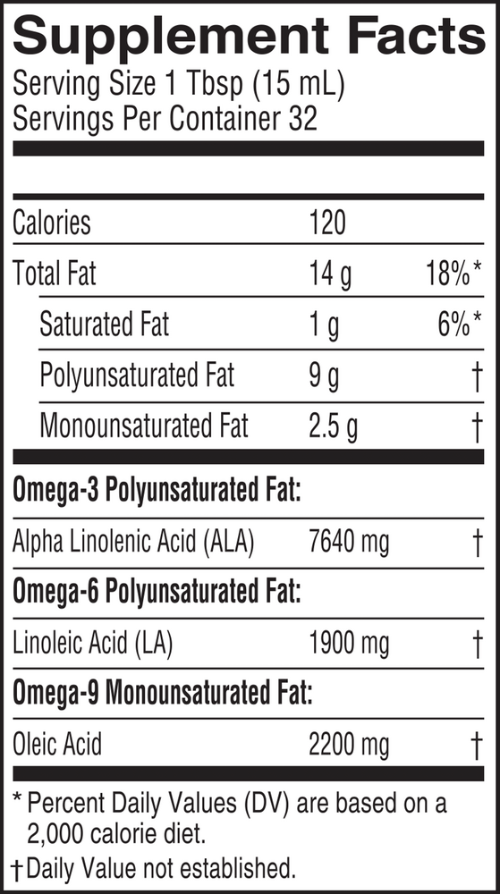 Flax Oil, 473 mL (16 Fl Oz) Oil , Barlean's Flax Oil Omega-3 Omega-6 Omega-9 Organic Plant-Based Omegas