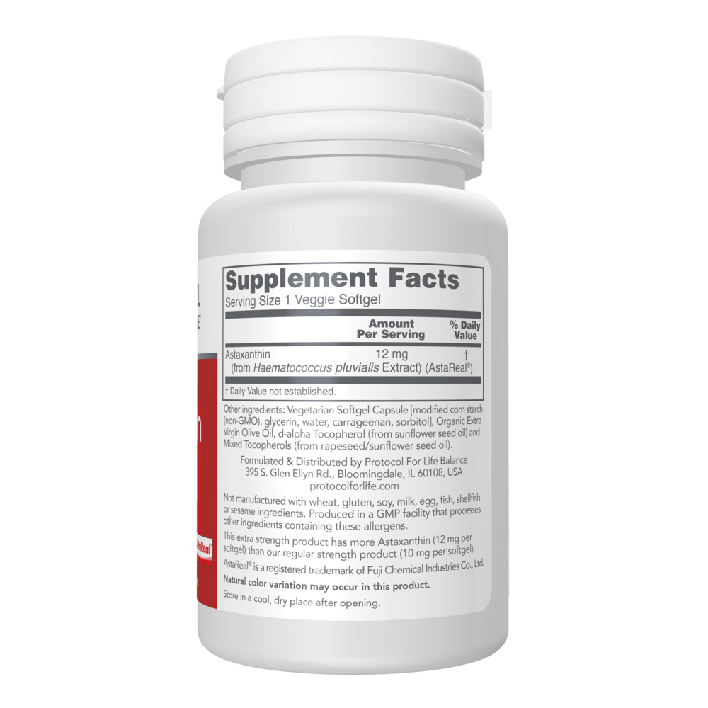Astaxanthin 12mg, 60 Softgel Capsules , Brand_Protocol for Life Balance Form_Softgels Requires Consultation Size_60 Softgel Capsules softgels