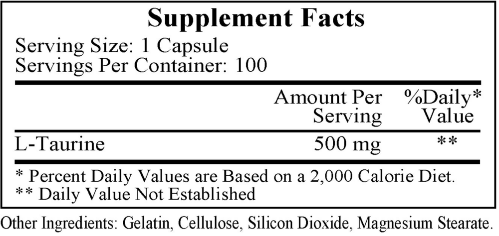 Taurine, 100 Capsules
