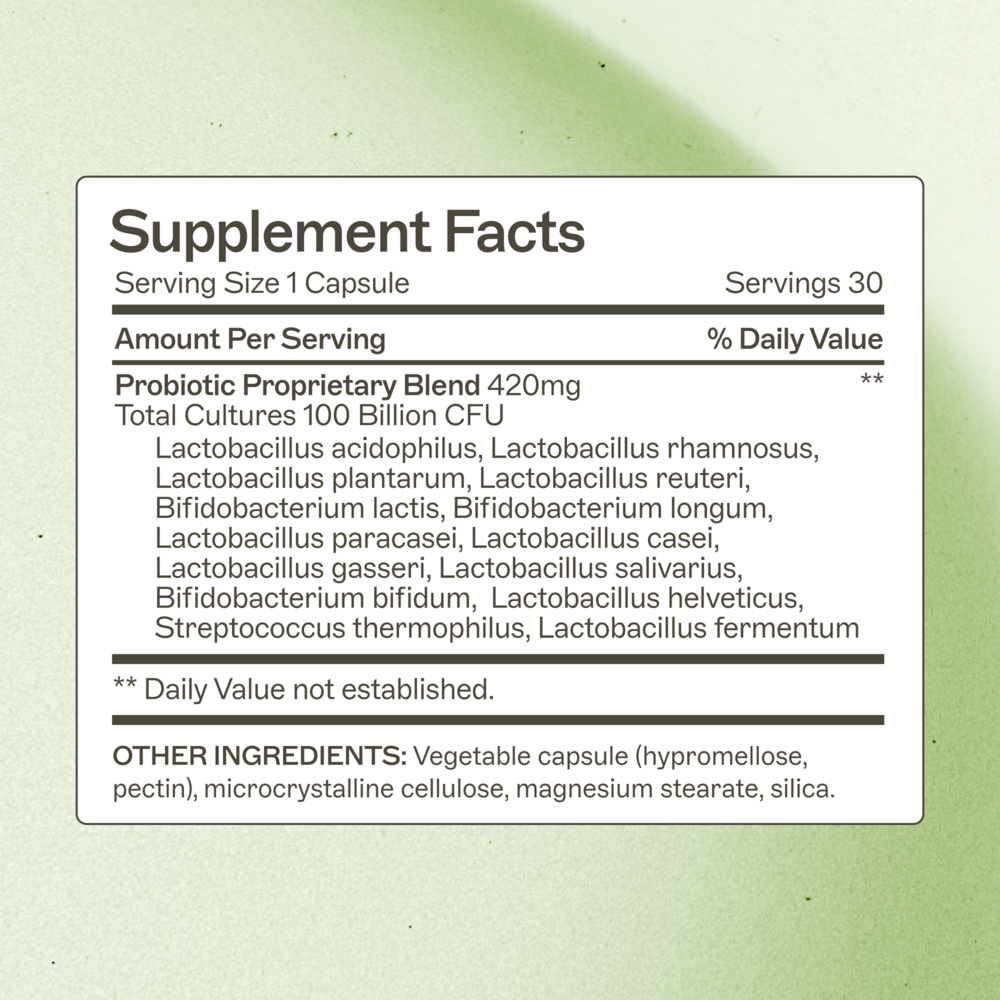 Amy Myers MD Probiotic 100 Billion - supplement facts