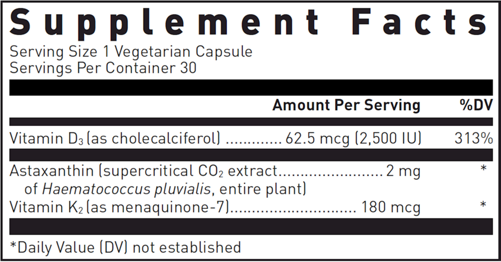 K2-D3 w/Astaxanthin 30c, 30 Capsules