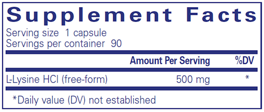 L-lysine, 500 mg, 90 Capsules , Brand_Pure Encapsulations caps