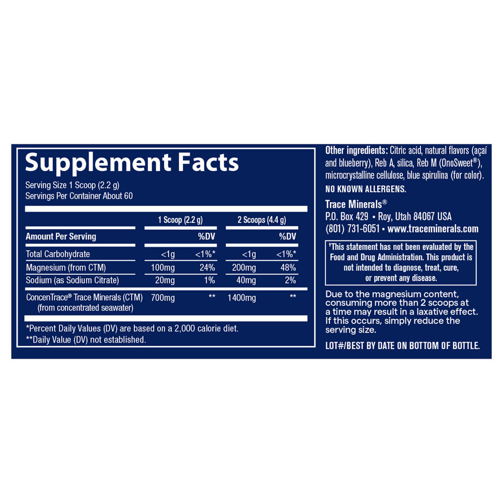 ConcenTrace Daily Mineral Powder - Blue Acai, 132 g Powder
