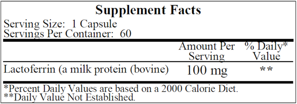Lactoferrin 100mg, 60 Capsules