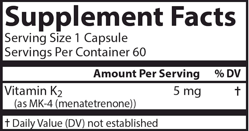 Vitamin K2 as MK-4, 60 Capsules