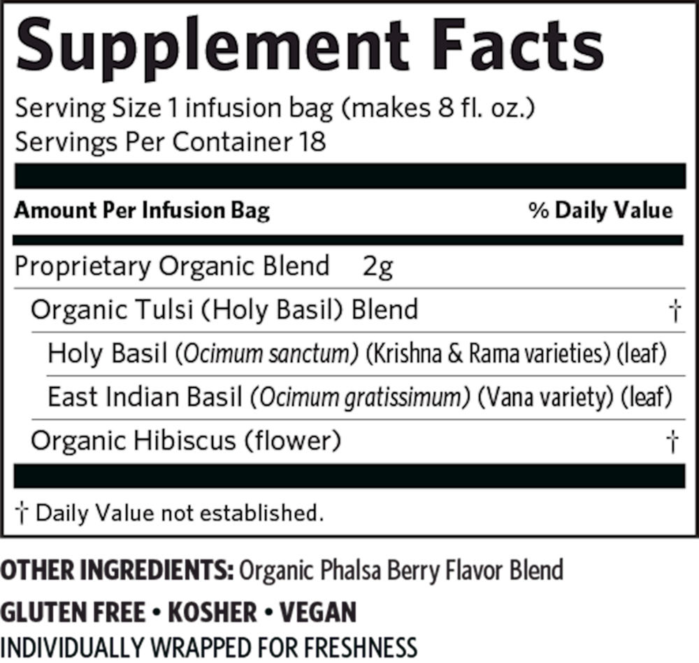 Tulsi Hibiscus Tea, 1.27 Oz (36 g) x 18 Bags , 20% Off - Everyday [On] Ayurveda Brand_Organic India Form_Tea Bags