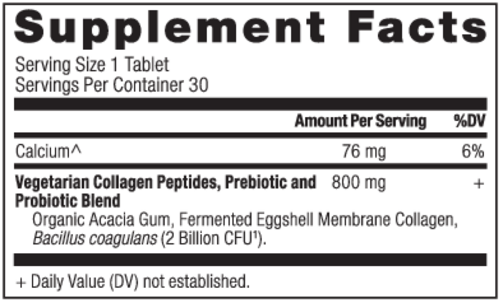 Ancient Nutrition Vegetarian Collagen Peptides Tablets - supplement facts
