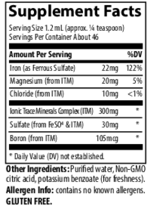 Liquid Ionic Iron 22mg, 56 mL Liquid