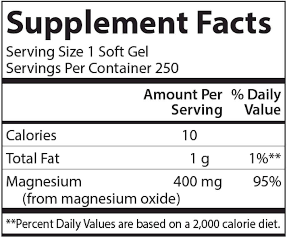 Liquid Magnesium 400mg, 250 Softgels