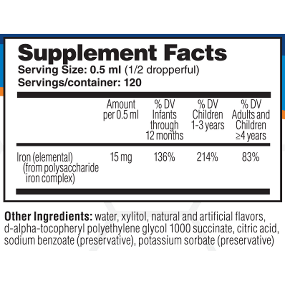 A.C. Grace IronUp Liquid Iron Supplement - supplement facts label