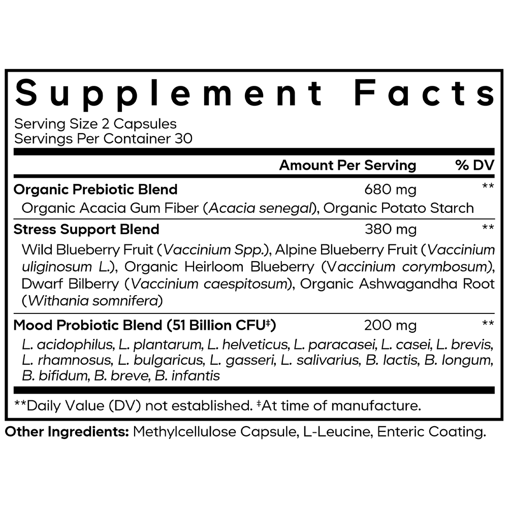Amen Mood Probiotic + 51 Billion CFU — supplement facts
