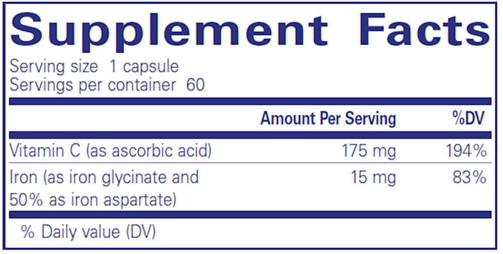 Iron-C, 60 Capsules , Brand_Pure Encapsulations caps Emersons