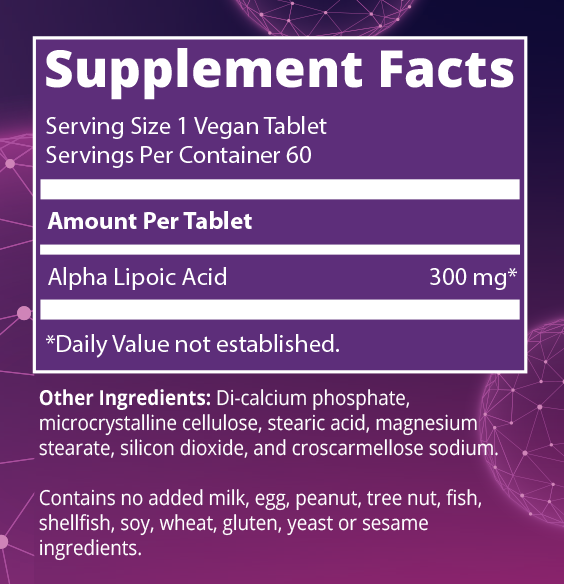 Alpha Lipoic Acid 300mg, 60 tablets