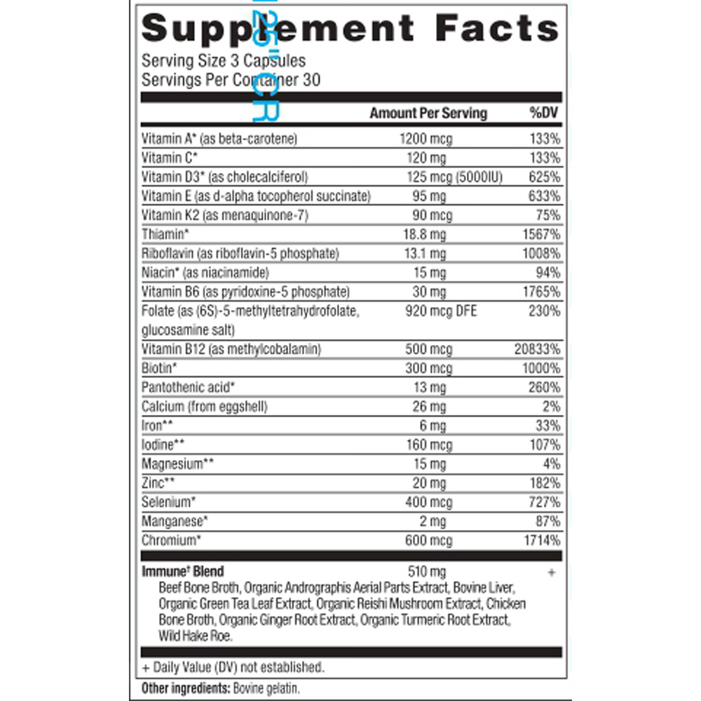 Ancient Nutrition Immune Multivitamin - supplement facts