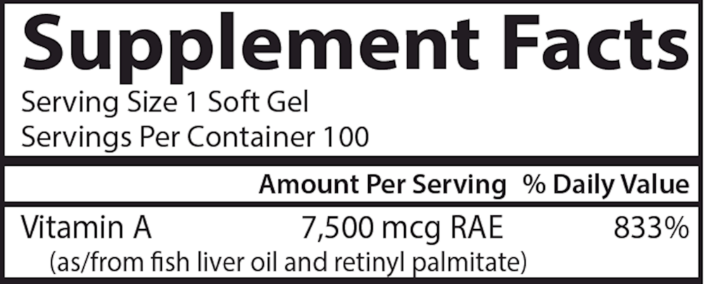 Vitamin A with Pectin, 100 Capsules