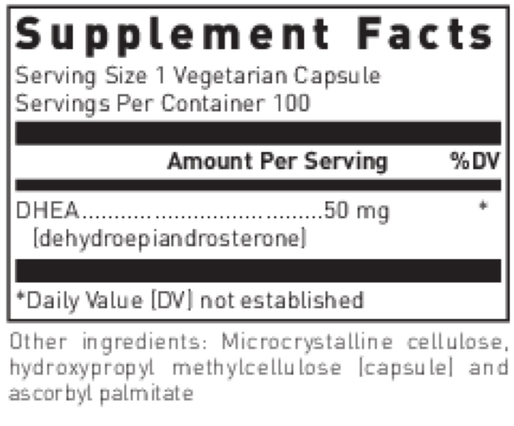 DHEA (Micronized) 50mg, 100 Capsules