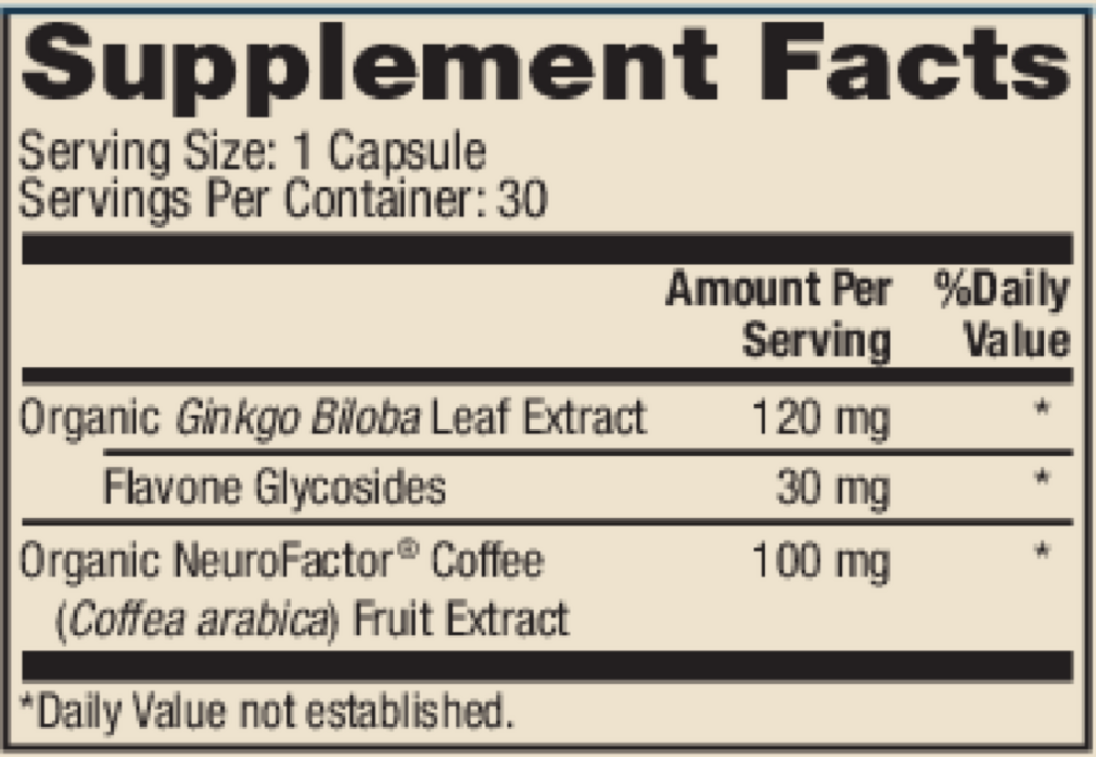 Organic Ginkgo Biloba, 30 Capsules