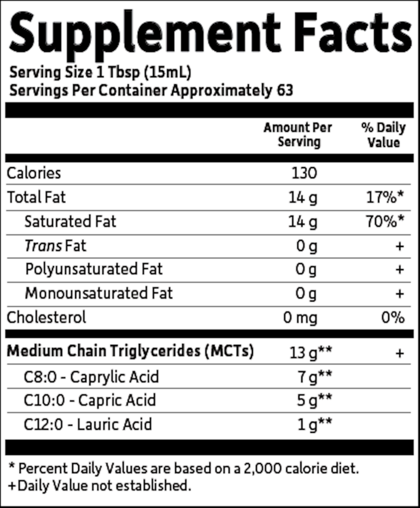 Dr. Formulated Brain Health 100% Organic Coconut MCT Oil, 946 mL