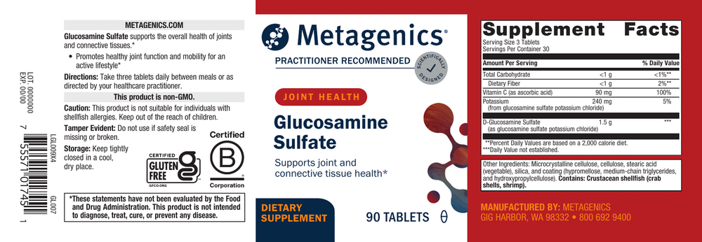 Glucosamine Sulfate, 500mg, 90 Tablets , Emersons Emersons-Alt Form_Tablets tabs