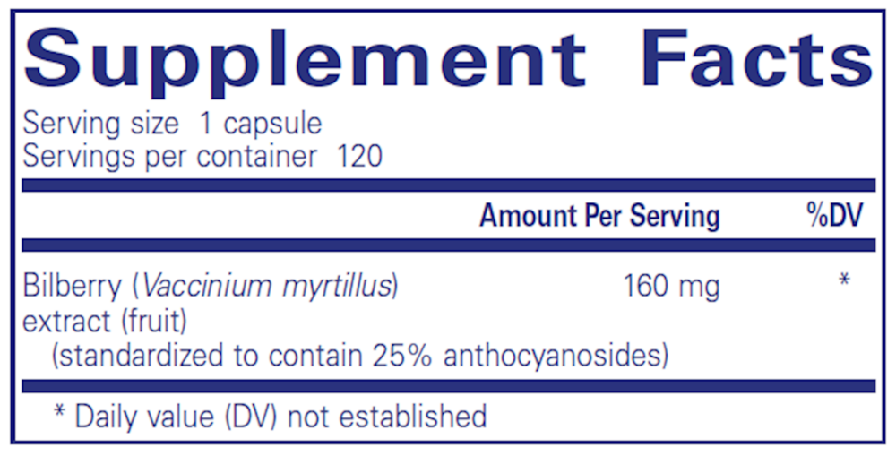 Bilberry 160mg, 120 Capsules