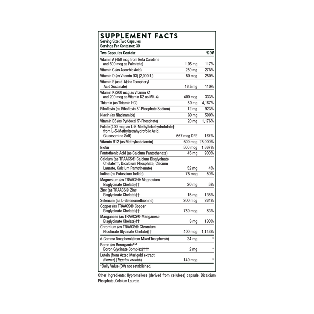 Basic Nutrients 2/Day - NSF Certified, 60 Capsules , Brand_Thorne Research Form_Capsules Size_60 Capsules