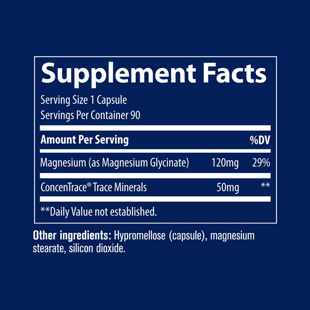 Magnesium Glycinate Capsules - 120mg/serving, 90 Capsules , Brand_Trace Minerals Form_Capsules Size_90 Capsules