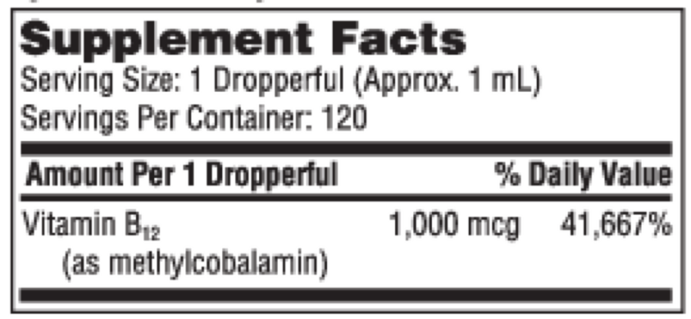 B12 Liquid (1mg) (methylcobalamin), 120 mL