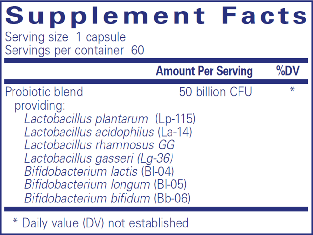 Probiotic 50B, 60 Capsules , Brand_Pure Encapsulations Form_Capsules Requires Consultation Size_60 Capsules