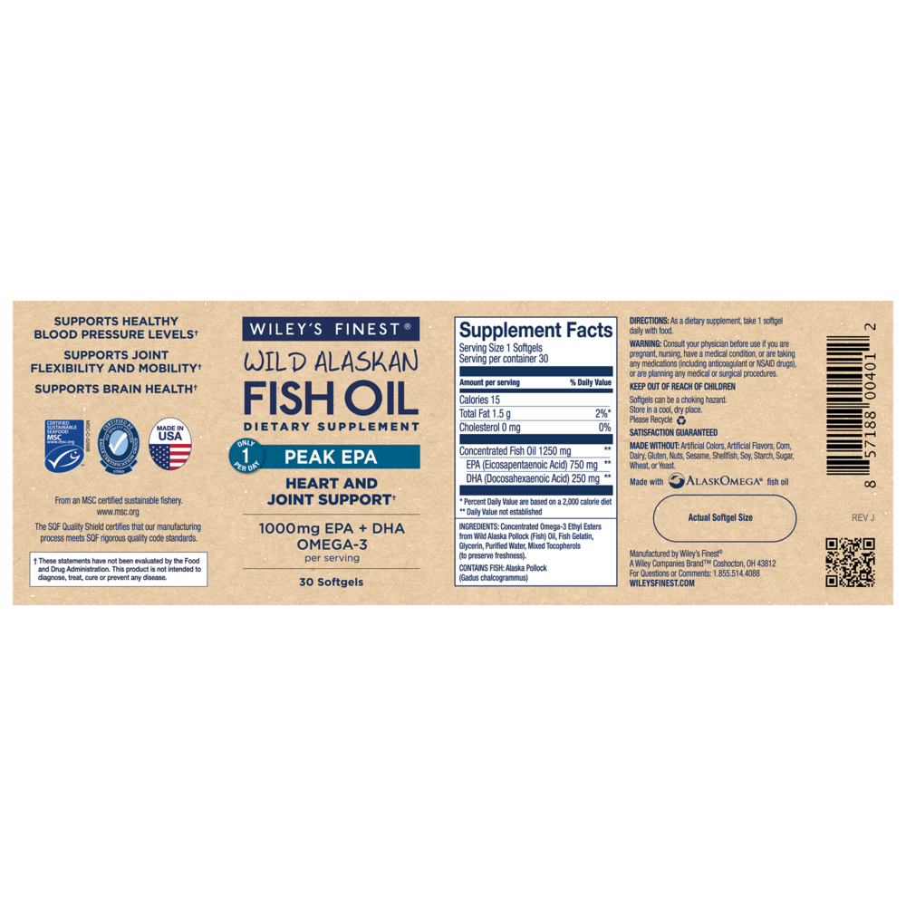 Peak EPA, 30 Softgels , Brand_Wiley's Fish Oil Form_Softgels Size_30 Softgels