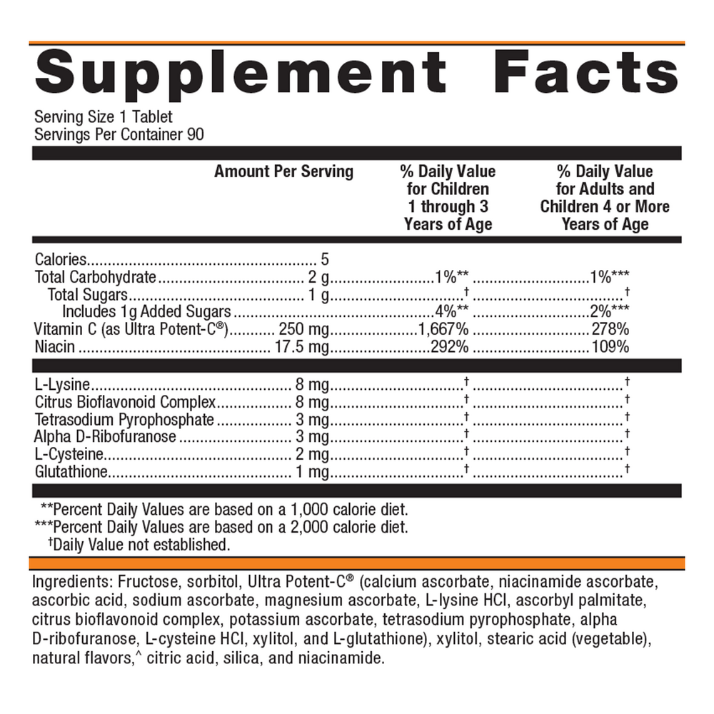Ultra Potent-C® Chewable, Orange Flavor, 90 Chewable Tablets , Emersons Emersons-Alt Form_Tablets tabs