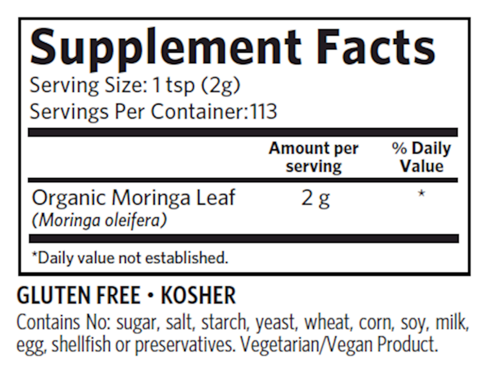Organic Moringa Leaf Powder, 8 Oz (226 g) Powder , 20% Off - Everyday [On] Ayurveda Brand_Organic India Form_Powder