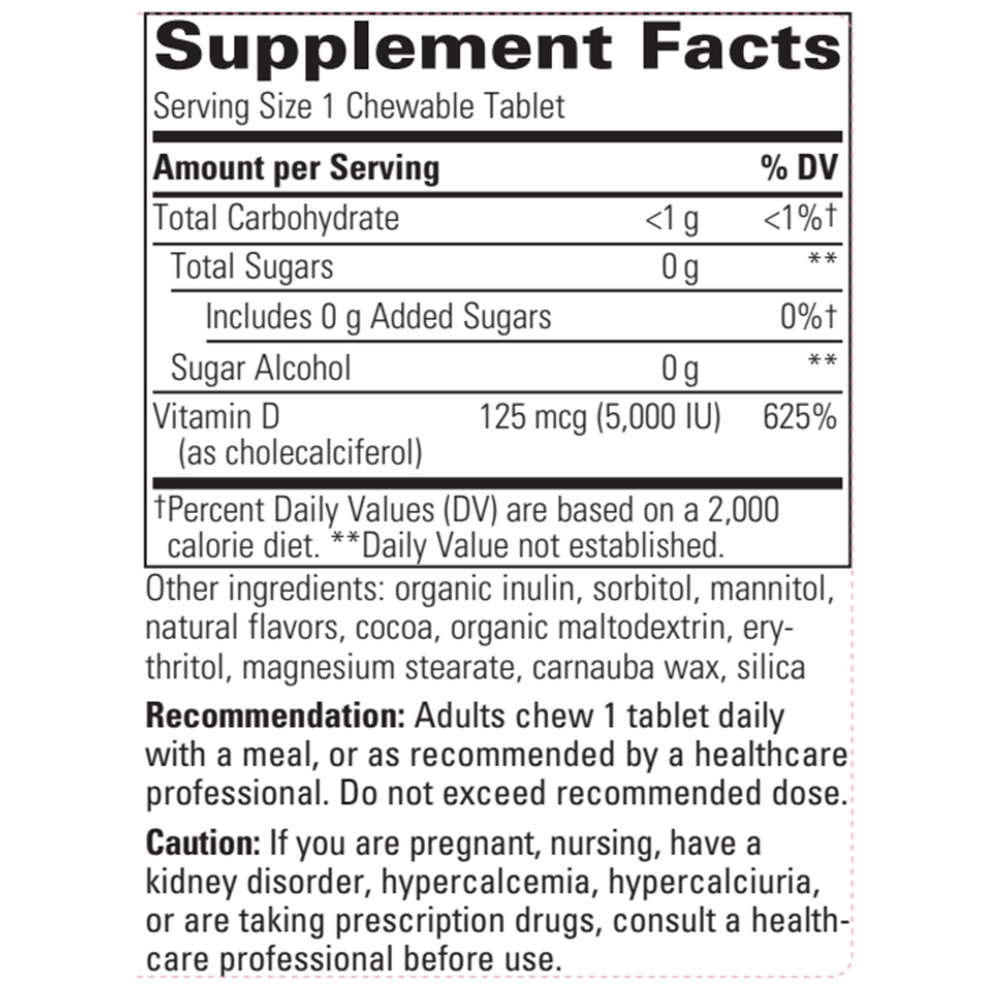 Vitamin D3 5000IU Chewable/Chocolate, 90 Chewable Tablets